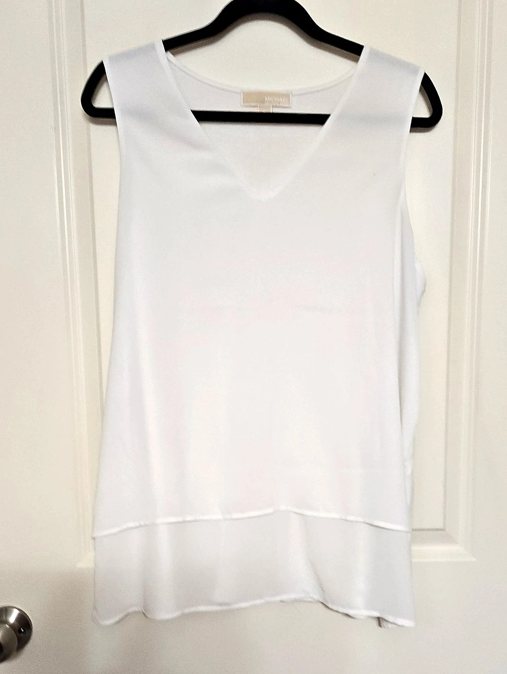 Michael Kors Sleeveless Layered Hem Tank in White